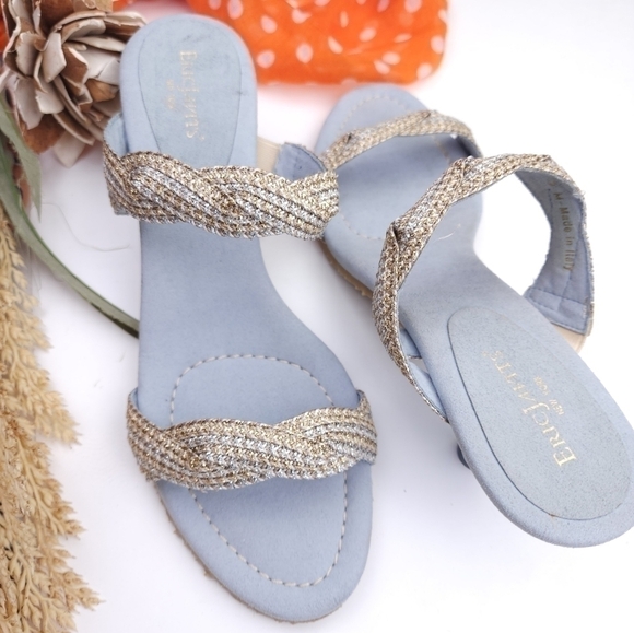 Eric Javits Blue Silver Gold Kitten Heels sz 9m - Picture 4 of 12